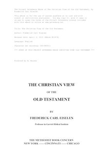 The Christian View of the Old Testament