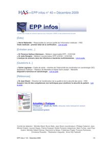 EPP infos n° 40 - Décembre 2009