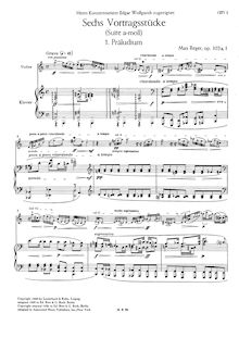Partition de piano,  pour violon et Piano, Reger, Max par Max Reger
