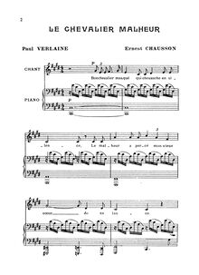 Partition , Le Chevalier Malheur, 2 Poèmes, Op. 34, Chausson, Ernest