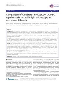 Comparison of CareStart™ HRP2/pLDH COMBO rapid malaria test with light microscopy in north-west Ethiopia