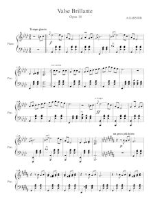 Partition complète, Valse brillante No.1, A-falt Major, Garnier, Arthur