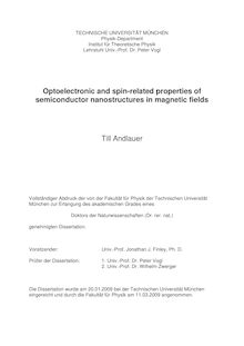 Optoelectronic and spin-related properties of semiconductor nanostructures in magnetic fields [Elektronische Ressource] / Till Andlauer