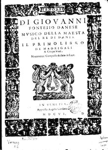Partition ténor, Il primo libro de madrigali a 5 voci, Nielsen, Hans