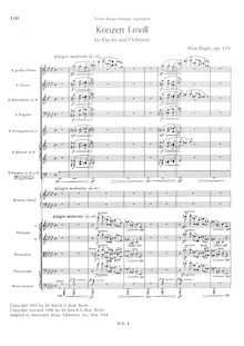 Partition complète, Piano Concerto, Op.114, Reger, Max par Max Reger