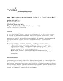 POL 3321 – Administration publique comparée (3 crédits) - Hiver 2012