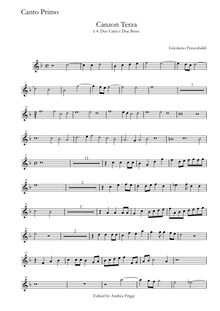 Partition Canto primo, Canzon Terza à , Due Canti e Due Bassi, Frescobaldi, Girolamo