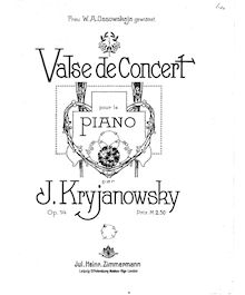 Score, Valse de Concert, Op.14, Kryzhanovsky, Ivan