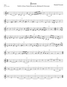 Partition ténor viole de gambe 1, aigu clef, (Four Note) Pavan, Farrant, Richard