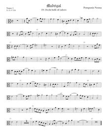 Partition ténor viole de gambe 1, alto clef, Il settimo libro de madrigali a cinque voci par Pomponio Nenna