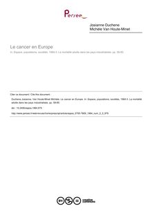 Le cancer en Europe - article ; n°3 ; vol.2, pg 59-85