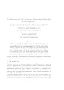 A Mathematical Model of Immune Competition Related to Cancer Dynamics
