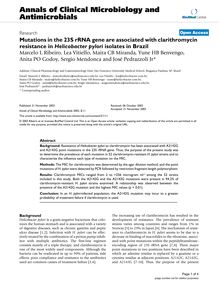 Mutations in the 23S rRNA gene are associated with clarithromycin resistance in Helicobacter pyloriisolates in Brazil
