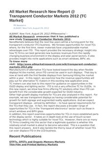 All Market Research New Report @ Transparent Conductor Markets 2012 (TC Market)