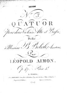 Partition violoncelle, 3 corde quatuors, Aimon, Léopold par Léopold Aimon