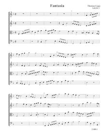 Partition Fantasia, VdGS No. 3 - partition complète (Tr Tr T B), fantaisies pour 4 violes de gambe par Thomas Lupo