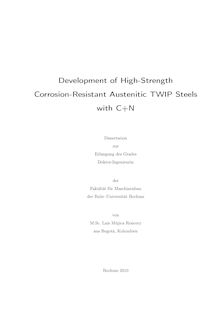Development of high-strength corrosion-resistant austenitic TWIP steels with C+N [Elektronische Ressource] / von Lais Mújica Roncery