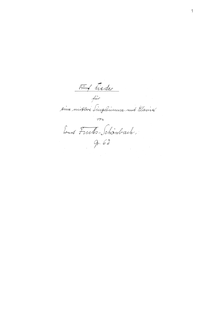 Partition complète, 5 chansons, Op.62, Fuchs-Schönbach, Ernst