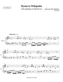 Partition Toy Piano 4, Hymn to Wikipedia, D major, Matthews, John-Luke Mark