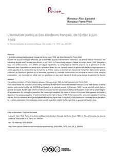 L évolution politique des électeurs français, de février à juin 1969 - article ; n°2 ; vol.20, pg 249-281