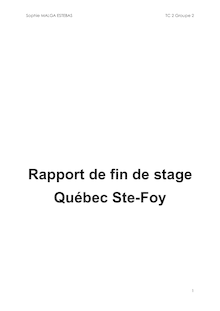 Rapport de fin de stage Québec Ste-Foy