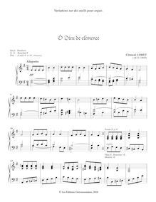 Partition , Allegretto (Ô Dieu de clémence), Six noëls avec variations pour orgue