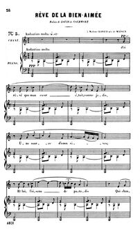 Partition complète (C Major: haut voix et piano), Rêve de la bien-aimée