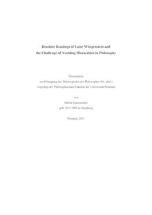 Resolute readings of later Wittgenstein and the challenge of avoiding hierarchies in philosophy [Elektronische Ressource] / Stefan Giesewetter. Betreuer: Hans Julius Schneider