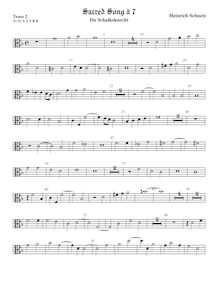 Partition ténor viole de gambe 2, alto clef, Du Schalksknecht, Schütz, Heinrich