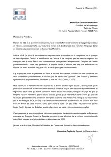 Lettre de Matthieu Orphelin à Emmanuel Macron