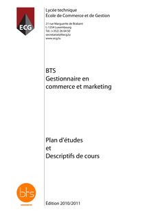 BTS Gestionnaire en commerce et marketing Plan d études et ...