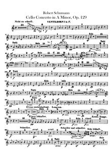 Partition cor 1, 2 (en F), violoncelle Concerto, A Minor, Schumann, Robert