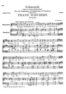 Partition 1st version, D.310a, Sehnsucht (Lied der Mignon) 1st setting, D.310