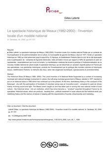 Le spectacle historique de Meaux (1982-2000) : l invention locale d un modèle national - article ; n°1 ; vol.40, pg 81-107