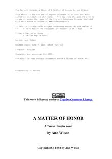 A Matter of Honor - A Terran Empire novel