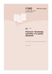Poincaré i Duchamp: encontre a la quarta dimensió (Poincaré and Duchamp: meeting in the fourth dimension)