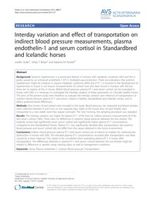 Interday variation and effect of transportation on indirect blood pressure measurements, plasma endothelin-1 and serum cortisol in Standardbred and Icelandic horses
