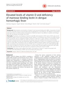 Elevated levels of vitamin D and deficiency of mannose binding lectin in dengue hemorrhagic fever