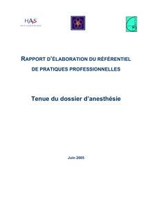 Dossier d anesthésie - Dossier d’anesthésie rapport - 2005