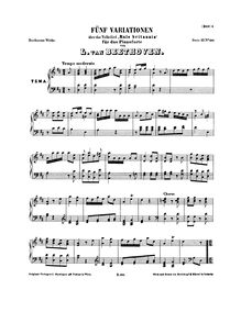 Partition complète, 5 Variations on  Rule Britannia  WoO 79, Beethoven, Ludwig van par Ludwig van Beethoven