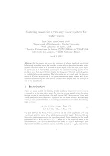 Standing waves for a two way model system for water waves