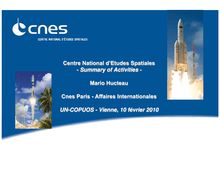 Centre National d Etudes Spatiales - Summary of Activities - Mario ...
