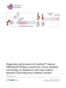 Diagnostic performance of CareStart™ malaria HRP2/pLDH (Pf/pan) combo test versus standard microscopy on falciparum and vivax malaria between China-Myanmar endemic borders
