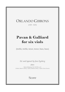 Partition complète, Pavan et Galliard pour 6 violes de gambe, Gibbons, Orlando