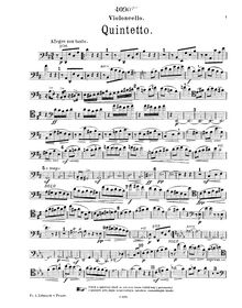 Partition de violoncelle, quintette, Quintetto, Fibich, Zdeněk
