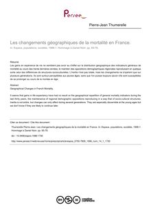 Les changements géographiques de la mortalité en France. - article ; n°1 ; vol.14, pg 65-78