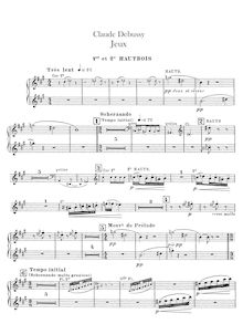 Partition hautbois 1/2, 3, anglais cor, Debussy, Claude