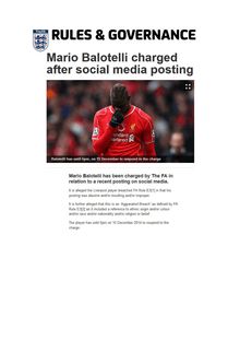 Mario Balotelli : communiqué de la FA