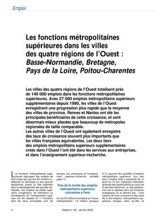 Les fonctions métropolitaines supérieures dans les villes des quatre régions de l'Ouest : Basse-Normandie, Bretagne, Pays de la Loire, Poitou-Charentes (Octant n° 92)