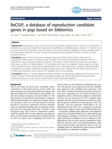 ReCGiP, a database of reproduction candidate genes in pigs based on bibliomics